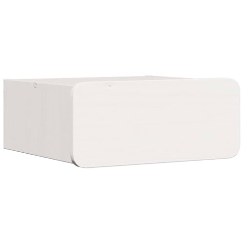 vidaXL Nachttisch - Weiß - Massivholz Kiefer - 39 x 34 x 16,5 cm - Wandmontage - Platzsparendes Design - Strukturierte Oberfläche - Viel Stauraum mit Schublade - Rechteckig - Indoor - Schlafzimmer -