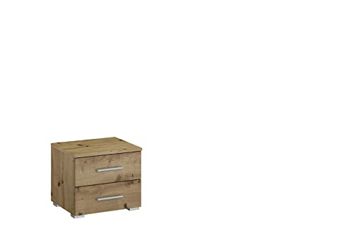 Rauch Möbel Base Nachttisch Nachtkommode, Eiche Artisan, Holz, 2 Schubladen, BxHxT 40x36x40 cm