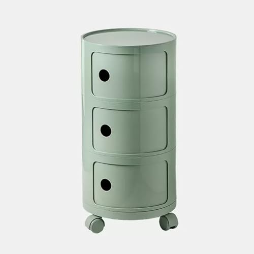 Nachttisch mit Schublade und Ablage, moderner rollbarer Nachttisch für Schlafzimmer und Wohnzimmer, kompakter Beistelltisch für kleine Räume, hellgrün, 3-stöckiges Design