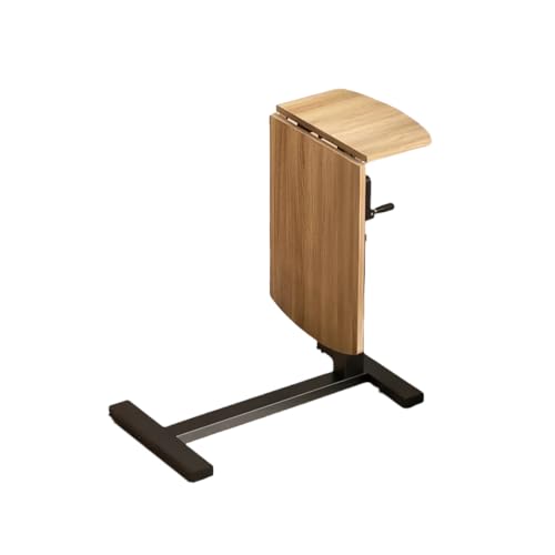 Beweglicher Computertisch,Klapptisch üBerbett Tisch,Schreibtisch HöHenverstellbar,Beistel ltisch C Form HöHenverstellbar,FüR Sofa Bett Wohnzimme,Teak Color,80×40cm(31×16in)