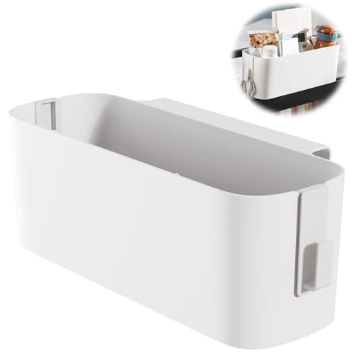 Bett Organizer zum Einhängen, Kunststoff Einhängen Bettorganizer ,Nachttisch Bett Bettablage Betttasche Boxen zum Aufhängen, Hängekörbe mit 2 Abnehmbarer Haken, für Familie, Wohnheim, Büro, Weiß