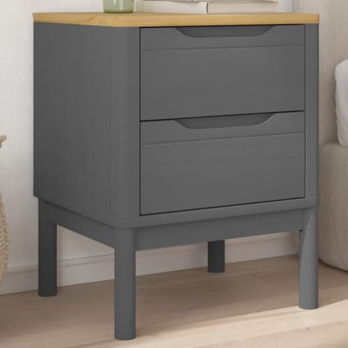 MOBCANT Nachttisch, Nachtischschränke Nachttischschrank Nachtisch Bett Organizer Geeignet für Wohnung Wohnstube Hotel Schlafsaal Grau 45x39x57 cm Massivholz Kiefer