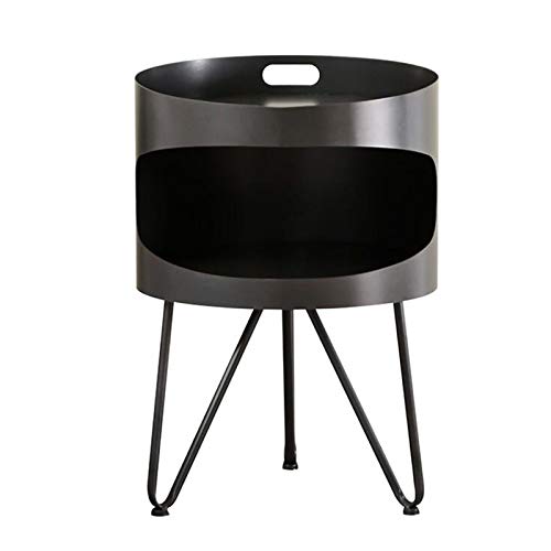 Side Table Schlafzimmer Nachttisch, Wohnzimmer Sofa Beistelltisch, Metalllagerraum, Haarnadelbeine, 4 Farben(Dark Gray)