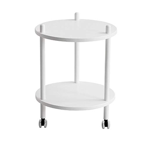 Sofa-Beistelltisch mit Rollen, Dichteplatte, Beistelltisch, Wohnzimmer, Schlafzimmer, 2-stöckiger Nachttisch, Rollwagen, Lampentisch/Beistelltisch , Beistelltisch, Beistelltisch, 3 Farben (weiß)