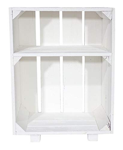 Kontorei Neuer weißer Nachttisch 30,5cm x 40cm x 54cm 1er Set Nachtschrank Abstelltisch Regalkiste Apfelkiste/Weinkiste/Obst kiste Weiss Tisch Ablage Landhaus klassisch