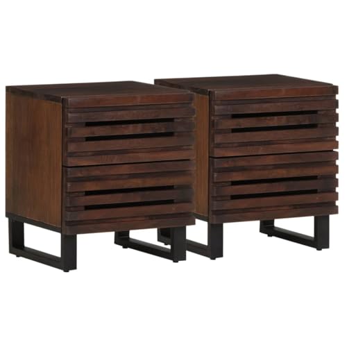 SKM Nachttische 2 STK. 40x34x46 cm Massivholz Mango,Möbel,Tische,Nacht tische,Braun,25KG,377431