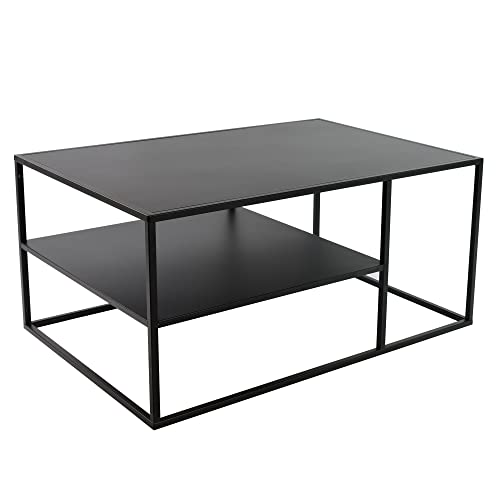 osoltus Cube Industrial Beistelltisch Couchtisch aus Metall schwarz 90x60x45 cm