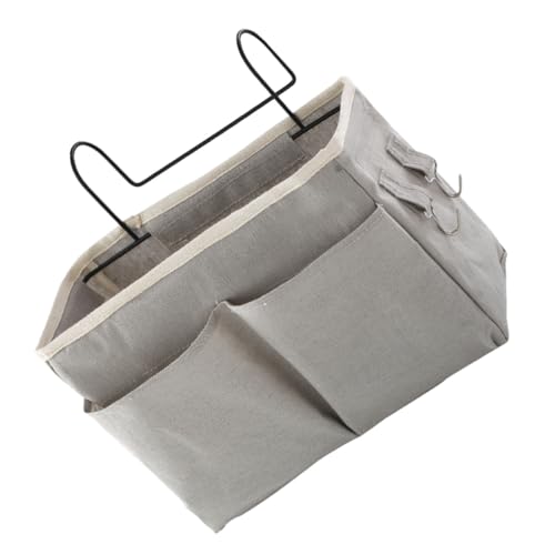 STAHAD Aufbewahrungskorb für Bett aus Eisen mit Doppeltaschen und Seitlichen Netztaschen zum Einhängen Am Nachttisch für Büro und Kinderzimmer