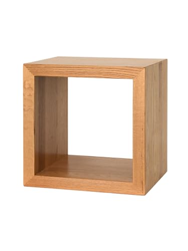 holz4home® Nachttisch Cube aus massivem Eichenholz I Beistelltisch Nachtschrank aus Massivholz I 40x40x32 cm I Betttisch Kaffeetisch kubisches und rustikales Design