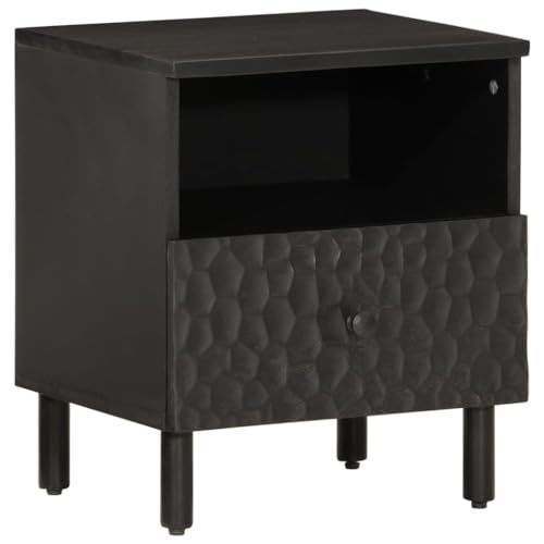 KATERYY Nachttisch Schwarz 40x33x46 cm Massivholz Mango,Eleganter Nachttisch aus massivem Mangoholz mit Stauraum für EIN organisiertes Schlafzimmer Schlafzimmer, Nachttische