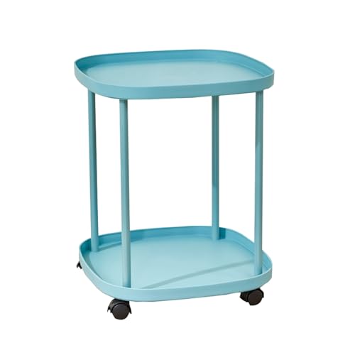Rollender Nachttisch auf Rollen, vielseitiger Beistelltisch mit unterer Ablage, moderner Couchtisch für Wohnzimmer & Schlafzimmer (Weiß)