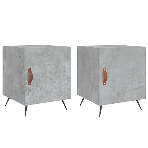 Genérico Wenjingqi 827509 Nachttische, 2 Stück, Holztechnik, Grau, Beton, 40 x 40 x 50 cm, Grau