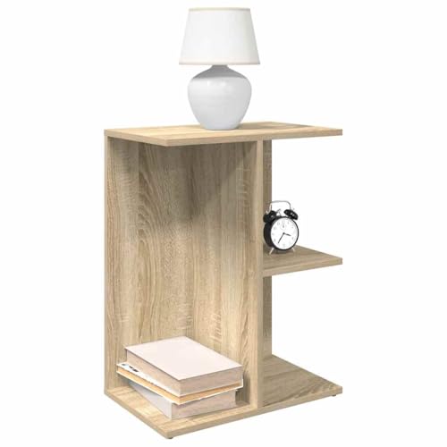 Fasba Nachttisch Sonoma-Eiche 46,5x29x61 cm Holzwerkstoff, Beistelltisch mit viel Stauraum, Nachtschrank, Nachtkommode, Nachtkonsole