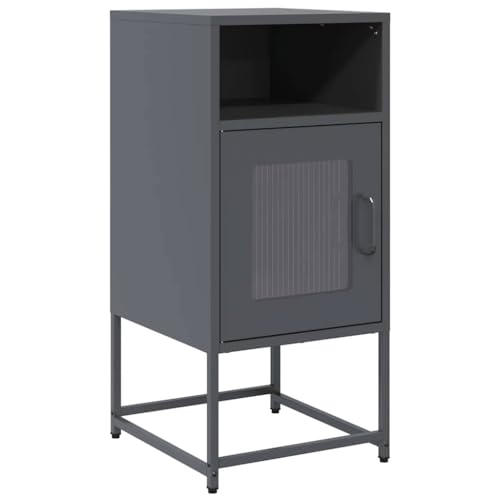 vidaXL Nachttisch Anthrazit 36x39x78 cm Kaltgewalzter Stahl, Nachtschrank, Betttisch, Beistelltisch, Bettschrank, Beistelltisch für Schlafzimmer