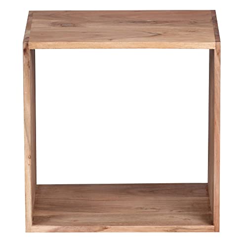 möbelando Standregal Mumbai Massivholz Akazie 43,5 cm Cube Regal Design Holzregal Naturprodukt Beistelltisch Landhaus-Stil