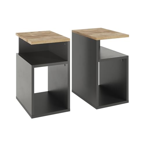 Vicco Nachttisch Elios, Anthrazit/Goldkraft Eiche, 2er Set