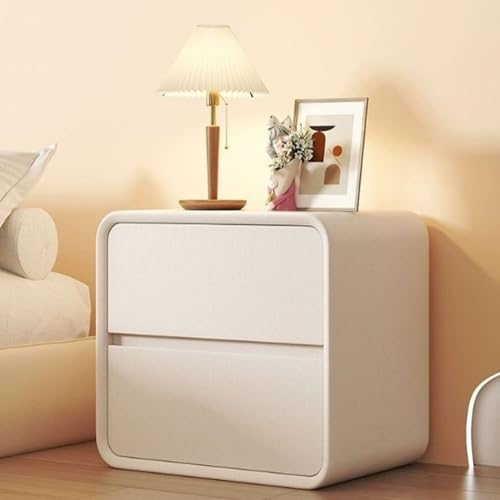HJYBFA Weißer Holz, Kleiner Nachttisch mit Doppelschublade, modern und schlicht, geeignet für Schlafzimmer, Wohnzimmer, Raum (braun, klein)