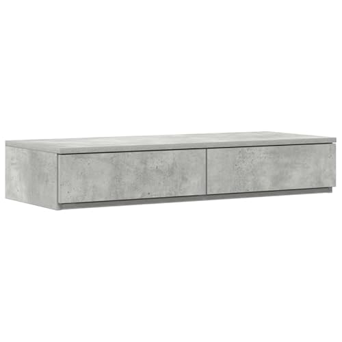 Eleganz Nachttisch aus natürlichem Beton & Ingenieurholz | Grau 75x36,5x16,5 cm | Moderner Beistelltisch für Schlafzimmer & Wohnzimmer | Langlebig & Stilvoll