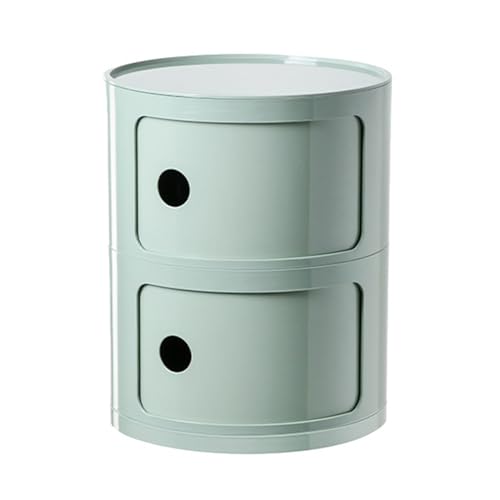 Moderner runder Nachttisch mit Schubladen, kleiner Aufbewahrungsschrank mit Schiebetür, Hilfstisch für Wohnzimmer, Schlafzimmer, Badezimmer, Büro, helle Farbe