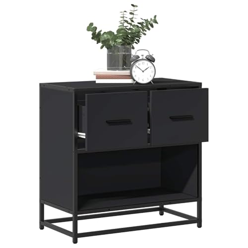 Gecheer Nachttisch Schwarz 60x31x60 cm Holzwerkstoff und Metall, Schlichte Nachtkommode Kommode für Wohnzimmer Schlafzimmer Studentenbude848694