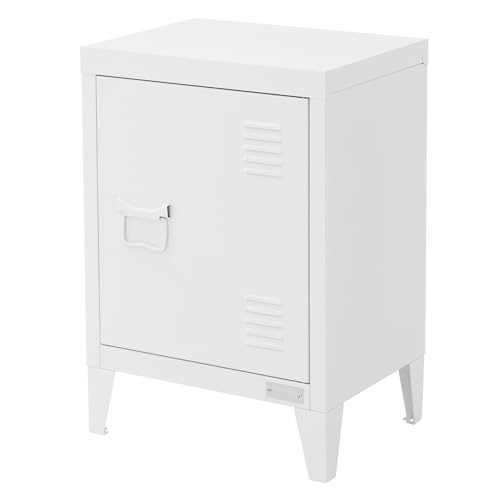 ML-Design Nachttisch, Nachtschrank Weiß, 40x30x58 cm, aus Stahl, Türgriff Links, Industriedesign, Metall Nachtkommode für Schlafzimmer, Nachtkästchen mit 1 Tür, Sofatisch Beistelltisch Metallschrank ML-Design Nachttisch, Nachtschrank Weiß, 40x30x58 cm, aus Stahl, Türgriff Links, Industriedesign, Metall Nachtkommode für Schlafzimmer, Nachtkästchen mit 1 Tür, Sofatisch Beistelltisch Metallschrank