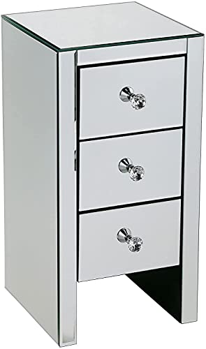 Tiiiopkvvv Generic Nachttisch für Schlafzimmer Spiegel Nachttisch Moderner Couchtisch im Schlafzimmer und Wohnzimmer Silber Finish Beistelltisch für Home Office