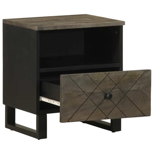 ULUYYUC Beistelltisch Klein Nachtkästchen Nachttischschrank Kleiner Tisch - Nachttisch Schwarz 40x33x46 cm Massivholz Mango für Wohnzimmer Jugendzimmer Schlafzimmer Küche