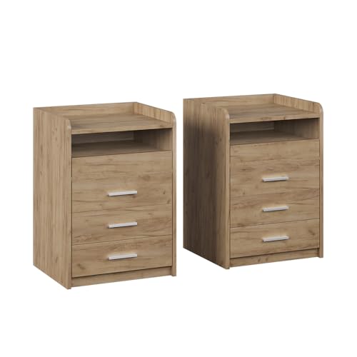 Vicco Nachttisch Edis, Goldkraft Eiche, 2er Set