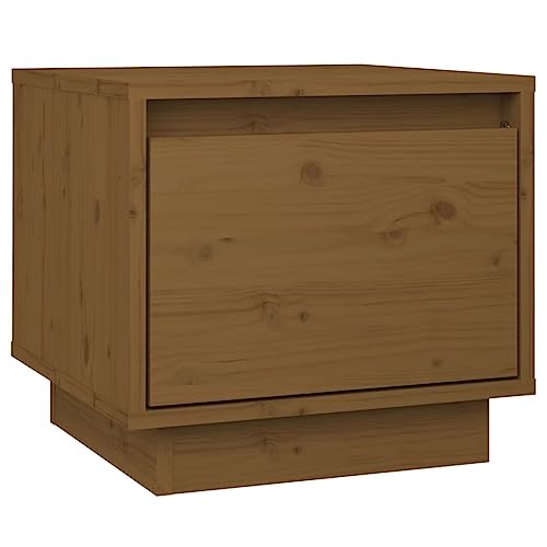 SDWEHO7 Nachttisch, Beistelltisch mit Schublade für Schlafzimmer, Wohnzimmer, Honigbraun 35x34x32 cm Massivholz Kiefer