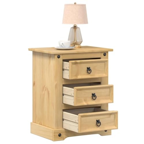 Gecheer Nachttisch Corona 53x39x66 cm Massivholz Kiefer, Nachtschrank Nachtkonsole Nachtkommode Schlafzimmer Schrank Kommode