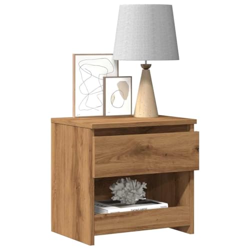 Fasba Nachttisch Artisan-Eiche 40x30x39 cm Holzwerkstoff, Beistelltisch mit viel Stauraum, Nachtschrank, Nachtkommode, Nachtkonsole