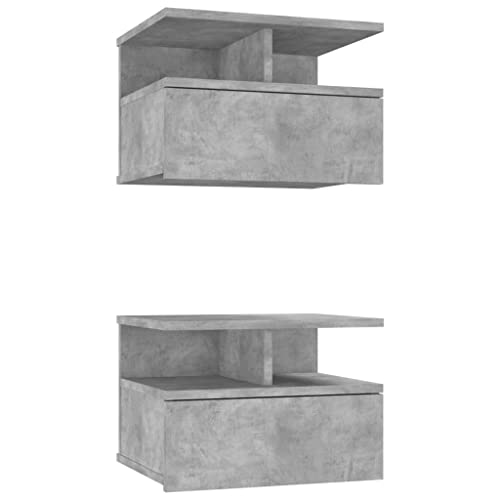 Genérico Wenjingqi 800414 Nachttisch, Holz, Grau, Beton, 40 x 31 x 27 cm, Grau