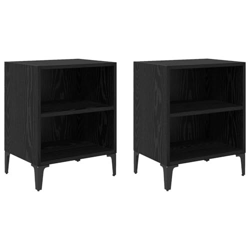 Homgoday Nachttischschränke 2 St. Schwarz-Eiche 40x30x50 cm Mit Holz Nachttisch Model875103