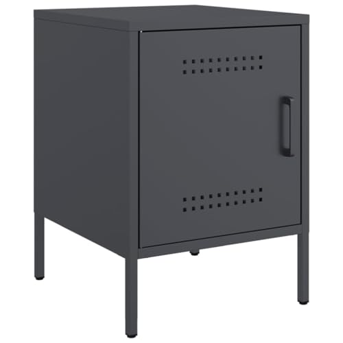 ULUYYUC Kleiner Beistelltisch Nachttische Bedside Tables Nachtkasten - Nachttisch Anthrazit 36x39x50,5 cm Stahl für Jugendzimmer Küche Wohnzimmer Schlafzimmer