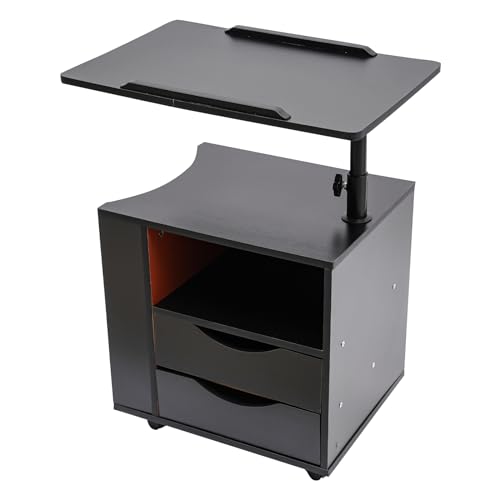 3 Etagen Verstellbares Funktioneller Drehbarer Nachttisch Multifunktionales BüCherregal Leseregal Schublade Funktionaler Verstellbar Rollen Mobil FüR Eine Vielzahl Von AnläSsen Haus BüRo (Schwarz)
