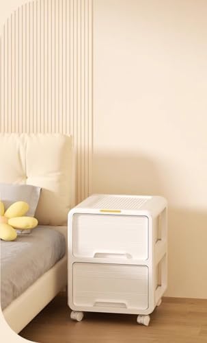 Schmaler Rollwagen aus Kunststoff mit Schublade – 3-stöckige mobile Aufbewahrung für kleine Räume, moderner Nachttisch und Nachttisch mit Rollen für Schlafzimmer, Wohnzimmer, Büro (33 x 38,1 x 40,6 cm