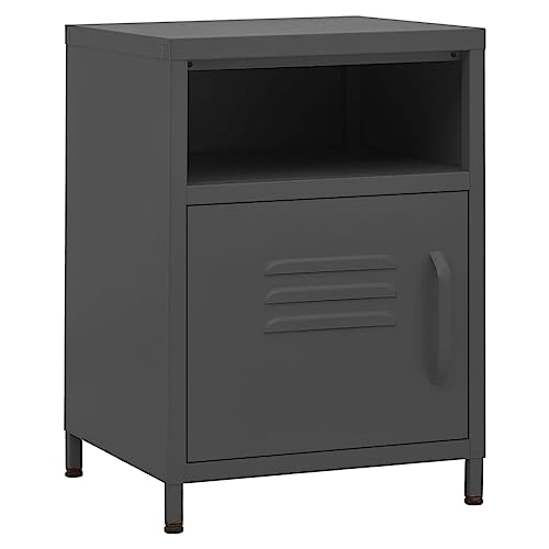 SXJEQOC Schrank Klein Nachttischschrank Sideboard Wohnzimmer Sofa Beistelltisch - Nachttische 2 STK. Anthrazit 35x35x51 cm Stahl für Outdoor Schlafzimmer Wohnzimmer Flur