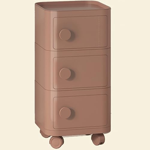 Moderner Nachttisch Mit 3 Schubladen, Schmaler Nachttisch, Nachttisch Schmal Mit Rolle Aus ABS, Kleiner Nachttisch, Moderner Nachttisch Minimalistisch, Nachtkästchen, Abnehmbar Für Schlafzimmer(Pink)