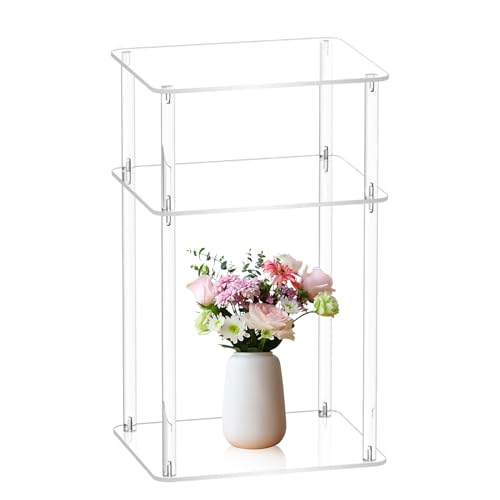 Generico Lucite Accent Tisch – Schlanke und schmale Seitenständer, sicheres Werkzeug, zuverlässiger Organizer mit zwei Ebenen, robuste unsichtbare Möbel | Eleganter zeitgenössischer Sofatisch