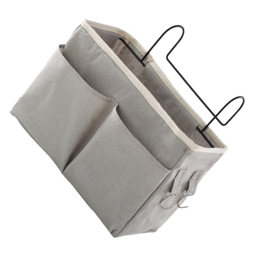CANIGHT Bettaufbewahrungsorganize r mit Doppeltaschen und Seitlichen Netztaschen aus Eisen für Schlafzimmer und Nachttisch ohne Bohren zum Einhängen