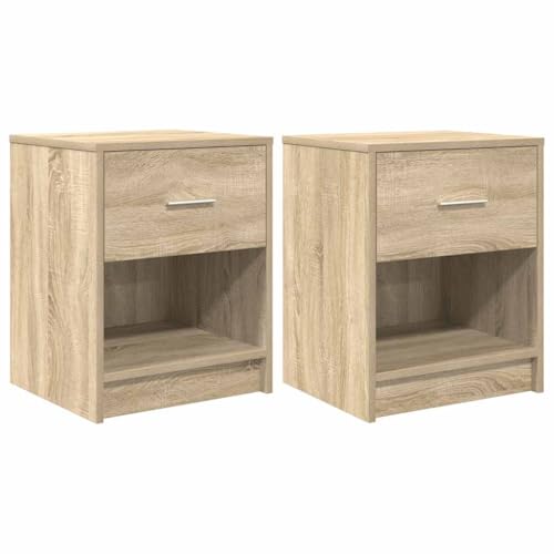 vidaXL Nachttische 2 STK. mit Schublade Sonoma-Eiche 40x34x50 cm, Nachtschrank, Nachtkommode, Betttisch, Nachtkonsole, Bettschrank