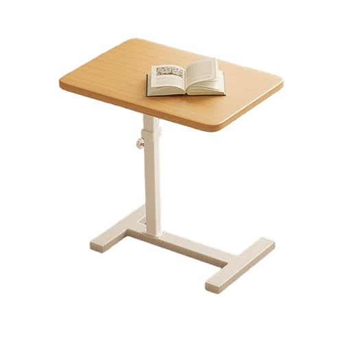 Verstellbarer C-förmiger Beistelltisch mit Rollen, faltbarer Beistelltisch für Sofa, Bett und Badewanne, Holztablett und Metallsockel, perfekt für Wohnzimmer und Heimbüro