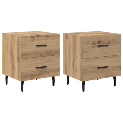 vidaXL Nachtschrank Artisan Eiche 2er Set – Holz und Metall – 40 x 35 x 47,5 cm – Braun – Modernes Design vidaXL Nachtschrank Artisan Eiche 2er Set – Holz und Metall – 40 x 35 x 47,5 cm – Braun – Modernes Design