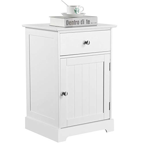 Yaheetech Nachtschrank Kommode Boxspringbett Nachttisch Nachtkommode mit Stauraum 40 x 35 x 60 cm Schlafzimmer Weiß