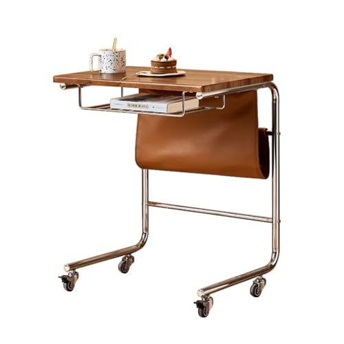 Kleiner rollbarer Schlafzimmer-Nachttisch, multifunktionaler mobiler Nachttisch, moderner, einfacher Schlafzimmer-Büroschreib tisch, tragbarer Lesetisch, rollender Laptop-Tisch for Sofa, Schlafzimmer,
