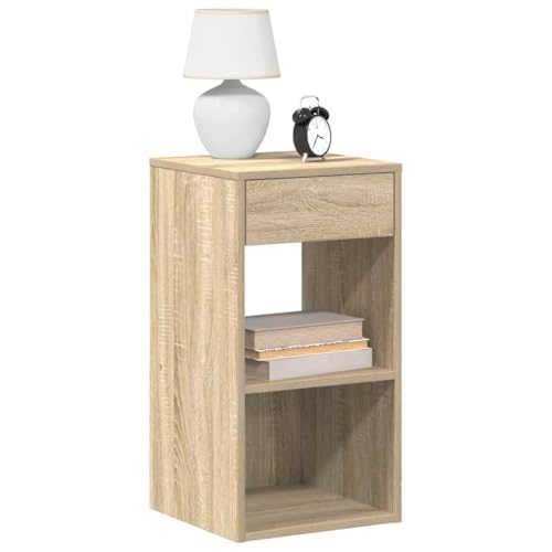 Fasba Nachttisch mit Schublade Sonoma-Eiche 35x34x66,5 cm, Beistelltisch mit viel Stauraum, Nachtschrank, Nachtkommode, Nachtkonsole