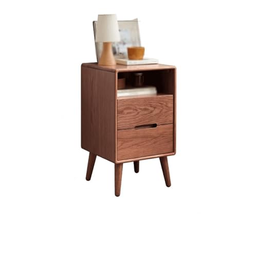 huanglyc-232 Nachttische Nachttisch mit Zwei Schubladen + einem Ablagefach, Massivholz-Aufbewahrungss chrank for Wohnzimmer, Schlafzimmer, Arbeitszimmer, Bücher, Lampen usw. Nachttisch(Bruin)