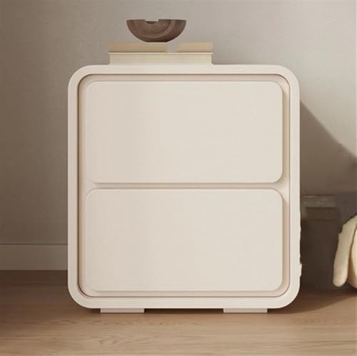 Moderner Nachttisch mit 2 Schubladen, Mikrofaser-Leder-Nachttis ch, stilvoller kompakter Beistelltisch für Schlafzimmer & Wohnzimmer