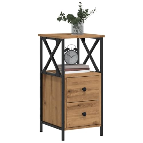 qohoio Nachttisch Nachtschrank Bedside Table Beistellschrank Nightstand Nachttischschrank Artisan-Eiche 34x35,5x70 cm Holzwerkstoff