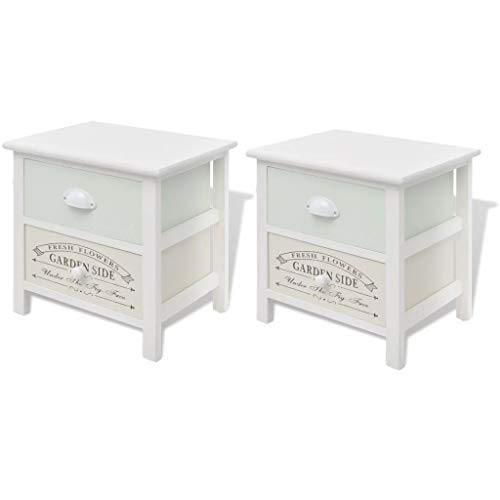 Festnight- 2 Stücke Nachttische Shabby Chic Nachtschrank | Telefontisch Beistelltisch | 38 x 28 x 38 cm Landhausstil für Wohnzimmer Schlafzimmer